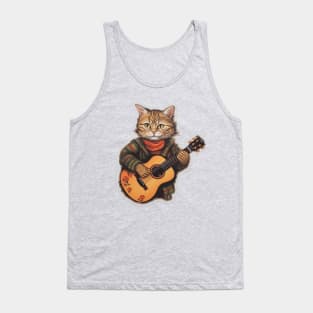 Cat with a guitar - Sticker for music fans and furries! Tank Top